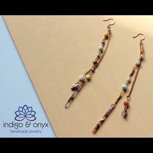 Handmade amazonite chain shoulder duster earrings